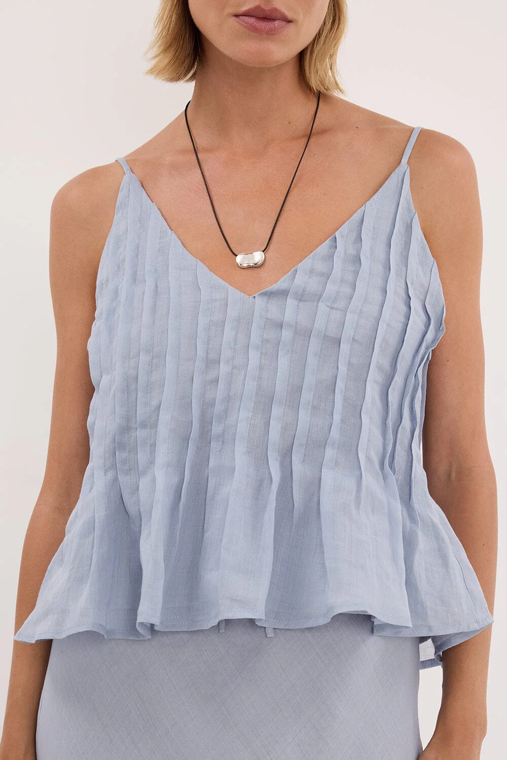 TAHLIA DUSTY BLUE RAMIE TOP - Image 5