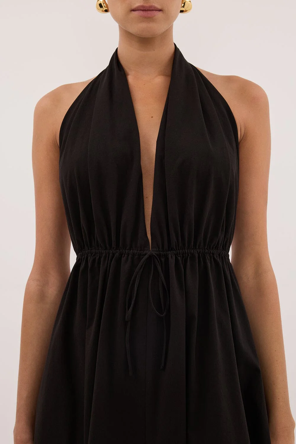 TAMMY BLACK SLEEVELESS COTTON MIDI DRESS - Image 4