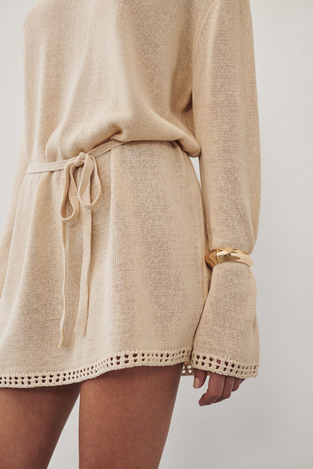 TARI NATURAL KNIT LONG SLEEVE MINI DRESS - Image 5