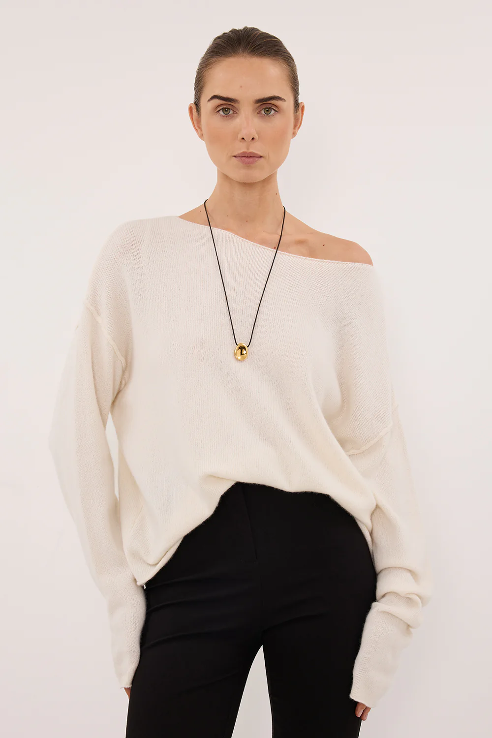 TESS IVORY BOATNECK KNIT JUMPER - Image 2