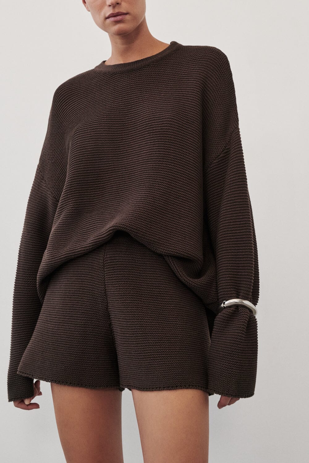 THEA BURNT CHOC COTTON KNIT JUMPER - Image 5