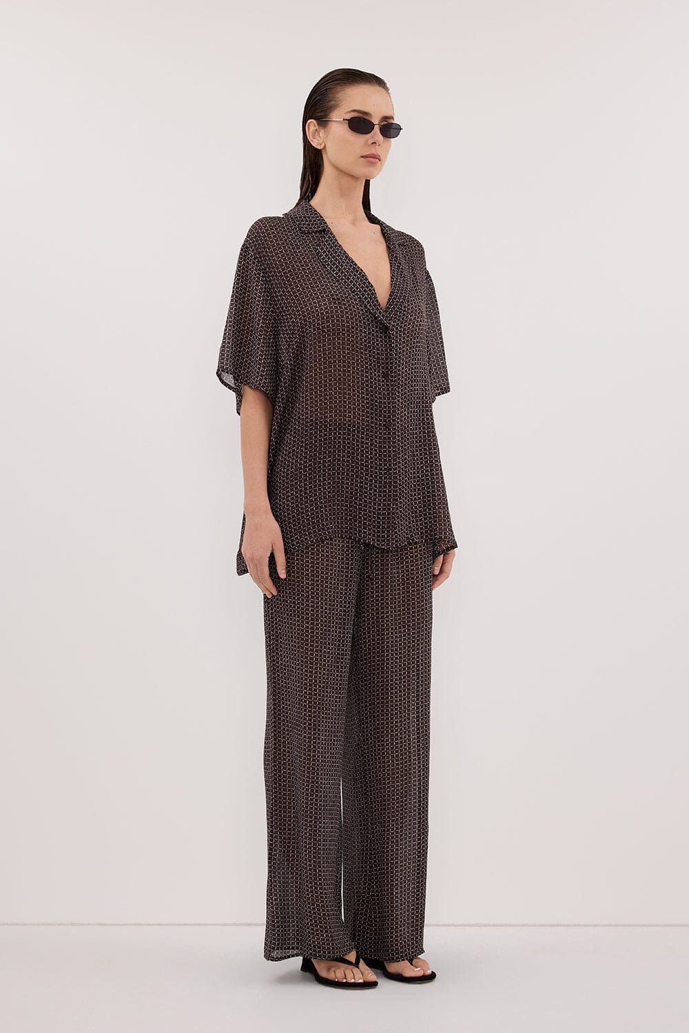 TIA CHOC MICRO CHECK PANT - Image 3