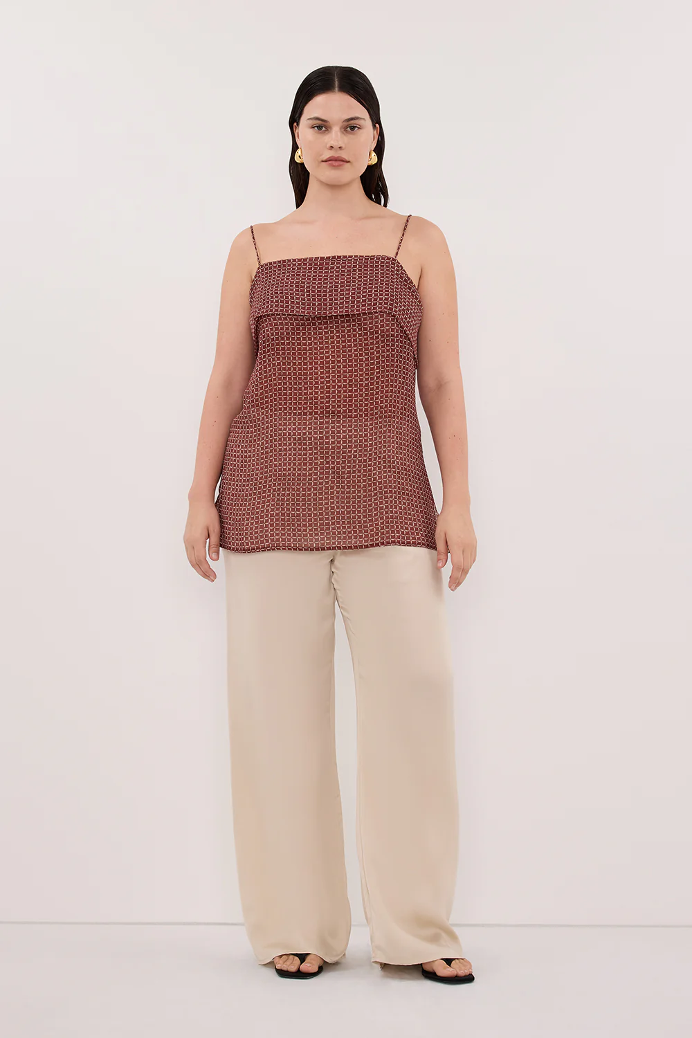 TIA SAHARA SLEEVELESS MICRO CHECK CAMI TOP - Image 6
