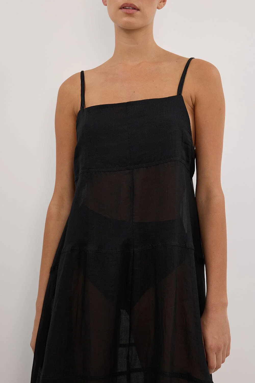 TINA BLACK RAMIE HIGH NECK MIDI DRESS - Image 7