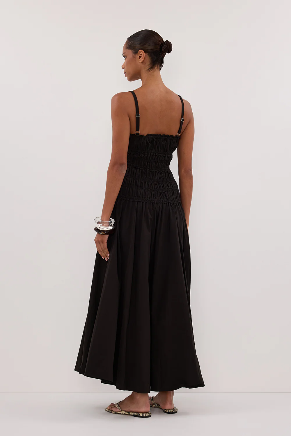 TOBY BLACK COTTON MIDI DRESS - Image 4