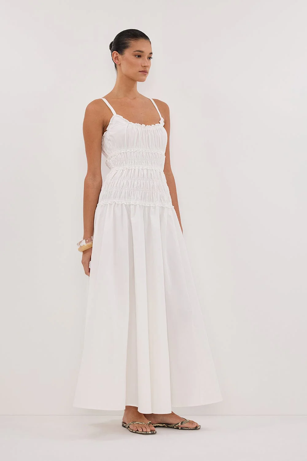 TOBY WHITE COTTON MIDI DRESS - Image 3