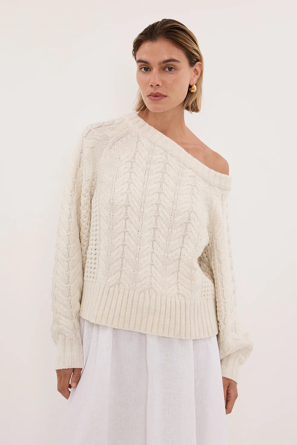 TOM CREAM ASYM KNIT JUMPER - Image 3