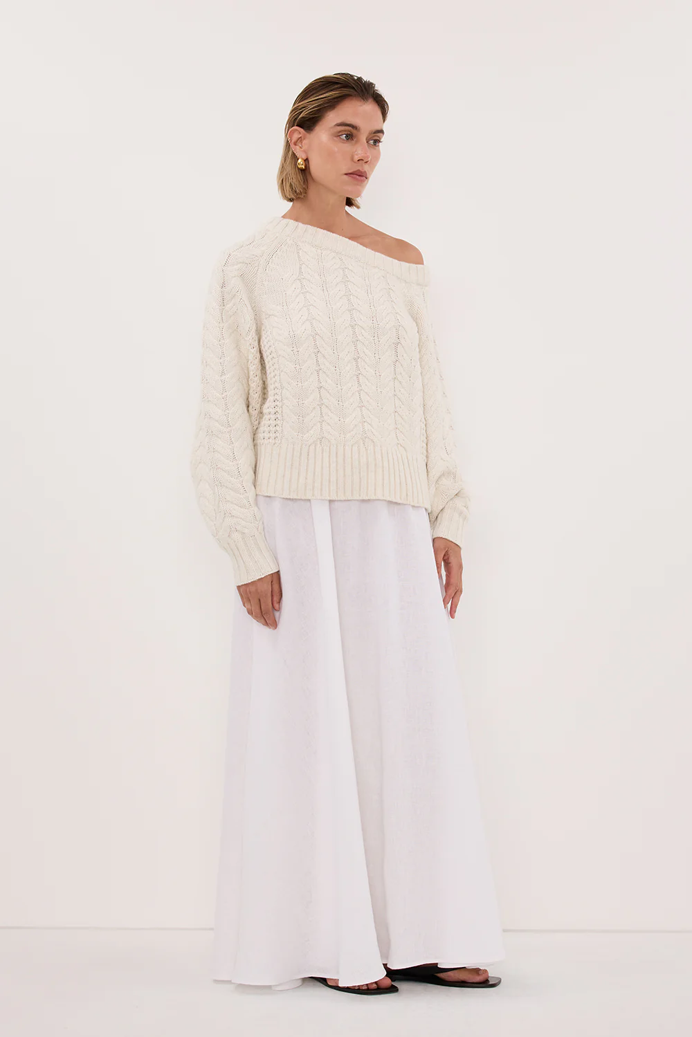 TOM CREAM ASYM KNIT JUMPER - Image 4