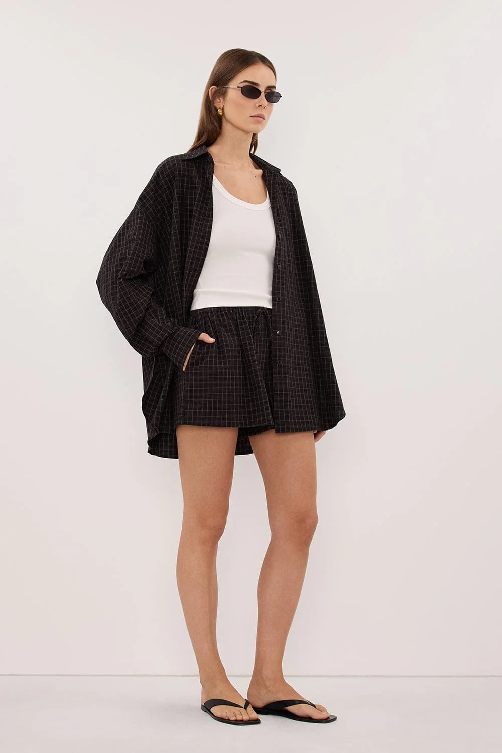 TOVA INK CHECK OVERSIZED COTTON SHIRT - Image 3
