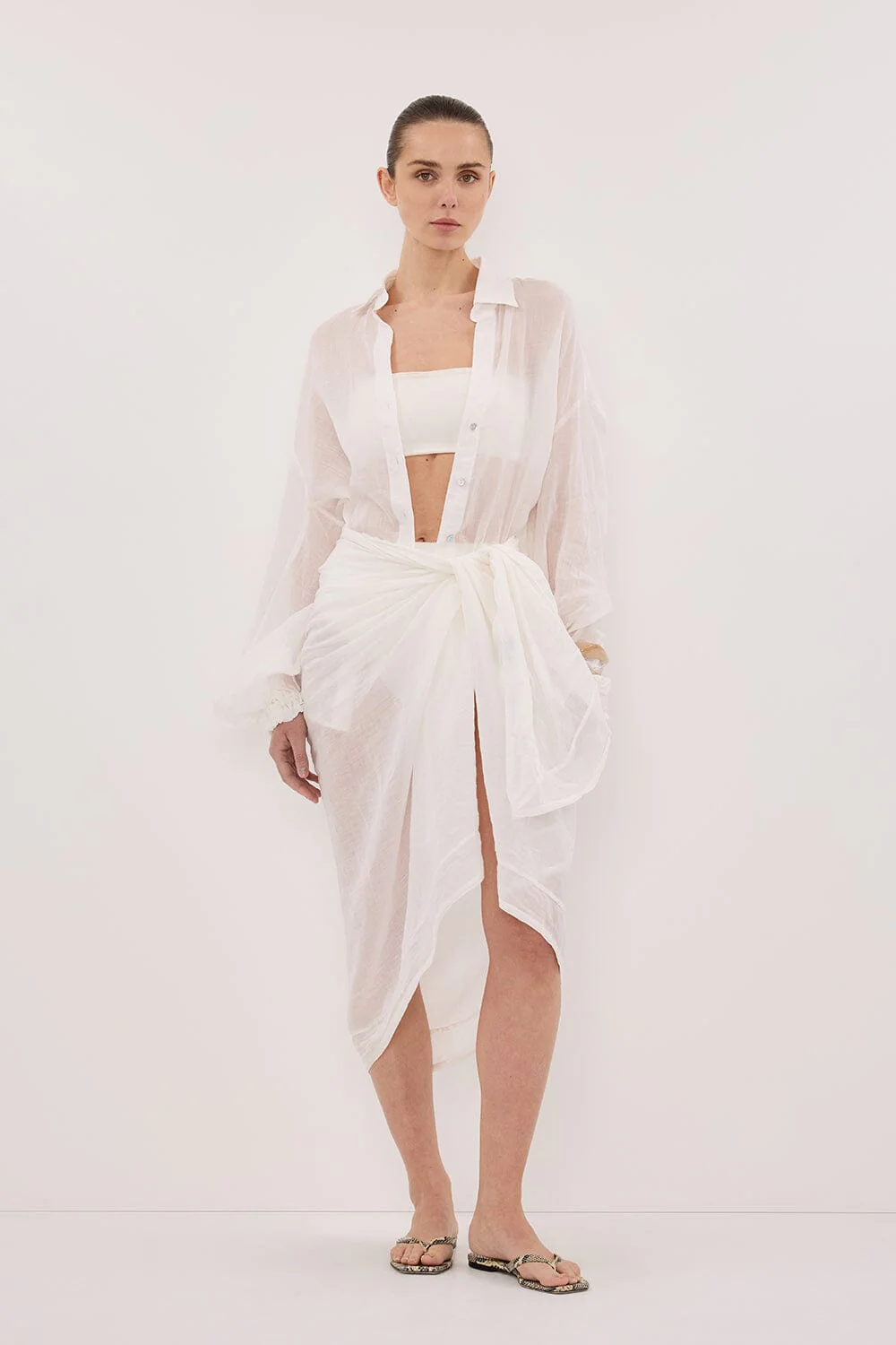 TROPEZ WHITE RAMIE SARONG - Image 6