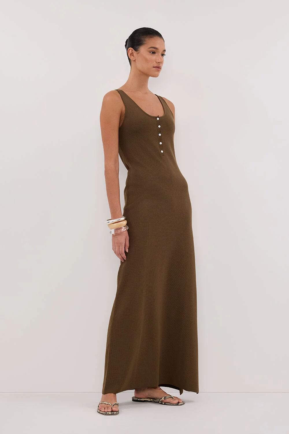TROY OLIVE SLEEVELESS MAXI DRESS - Image 3