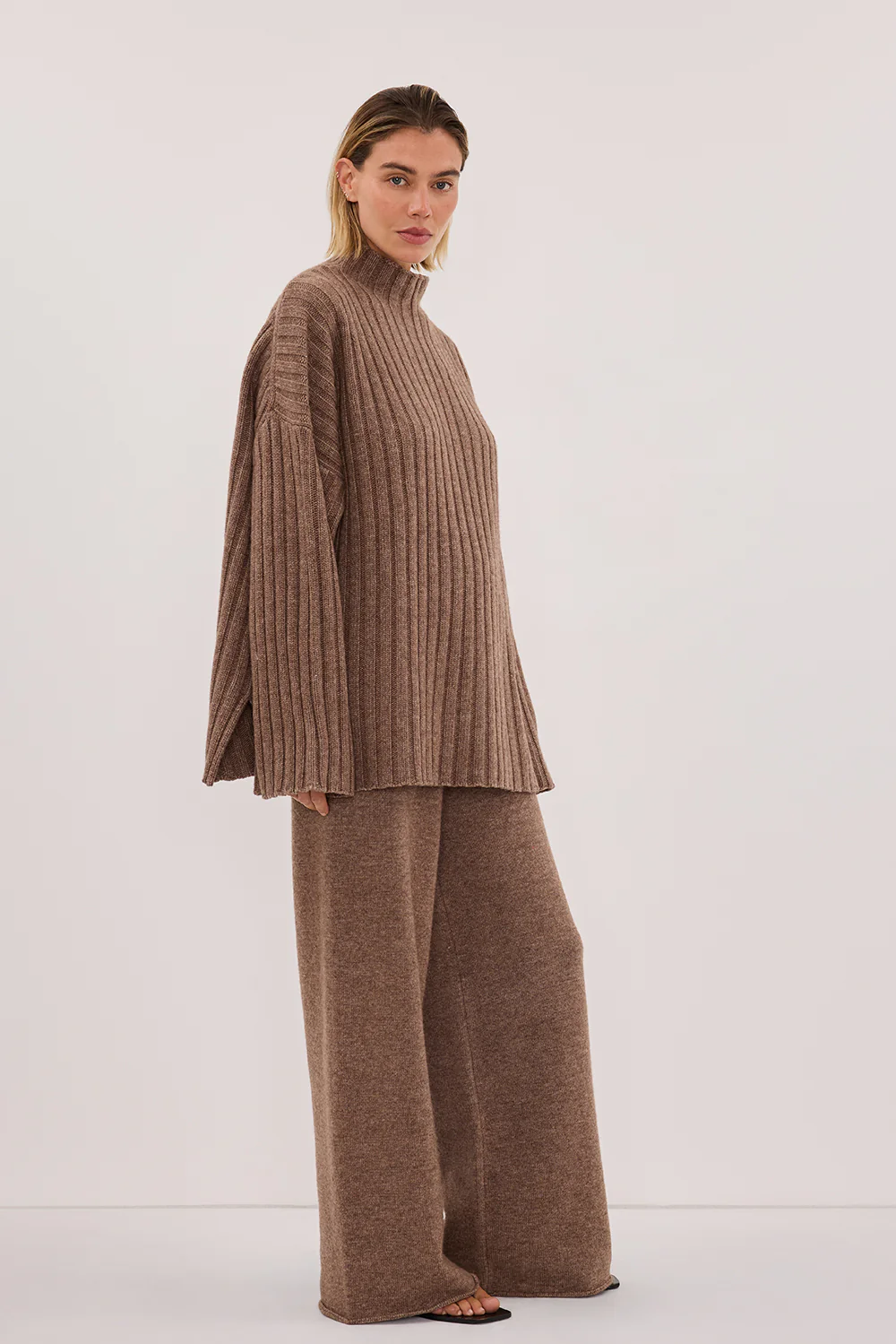 TUCSON MOCHA HIGH NECK KNIT JUMPER - Image 3
