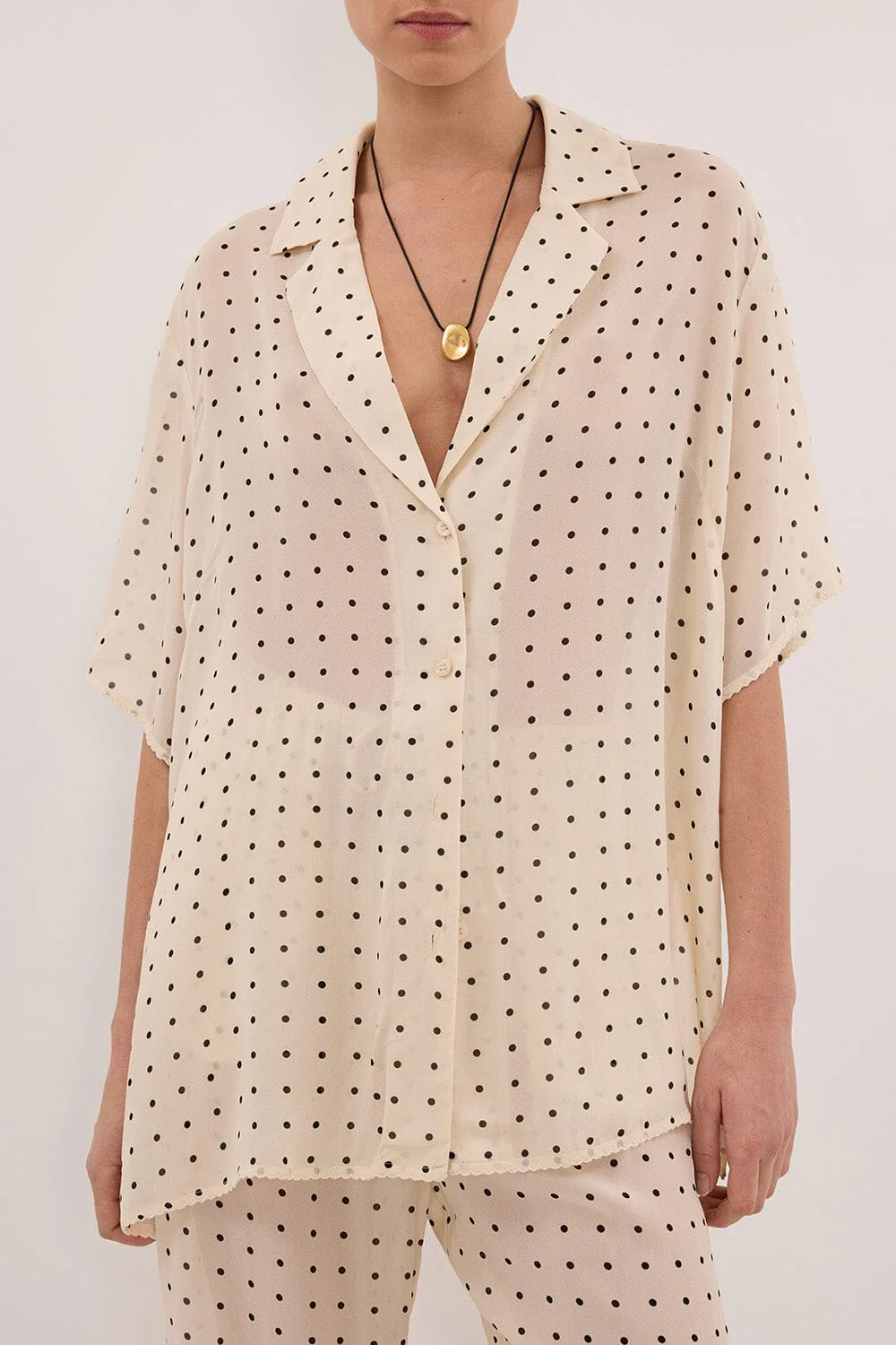 VANESSA SANDSTONE OVERSIZED SHORT SLEEVE RESORT SHIRT - Image 6