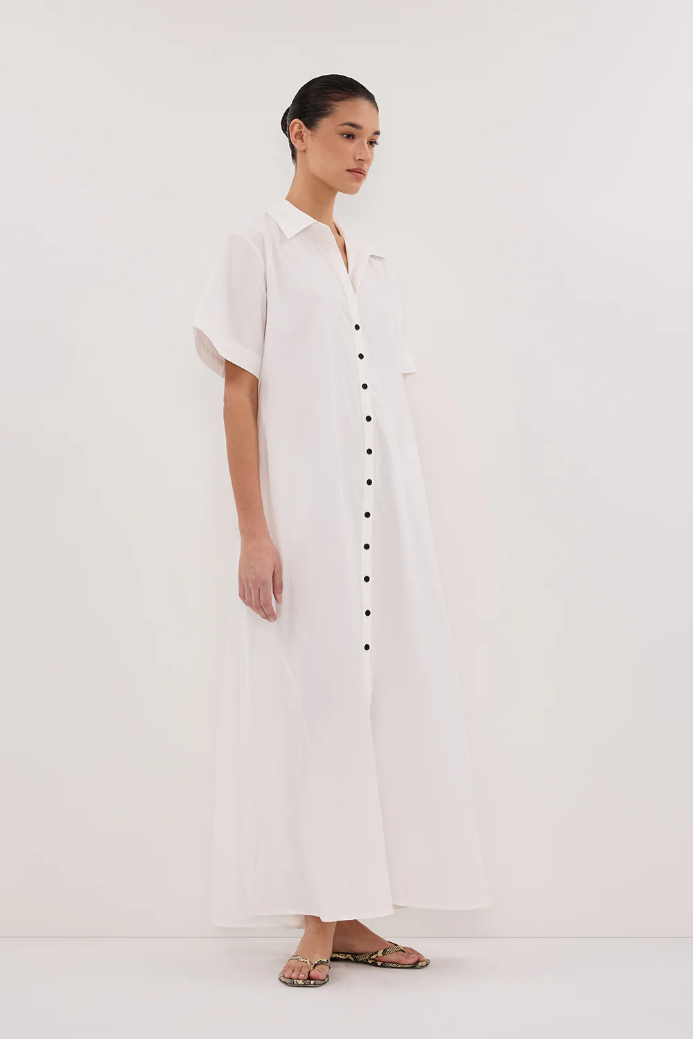 VIOLET WHITE SHIRT MIDI DRESS - Image 3