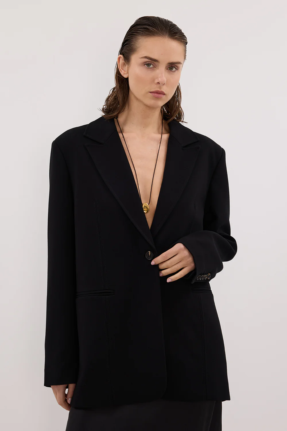 WESTWOOD BLACK OVERSIZED BOYFRIEND BLAZER - Image 2