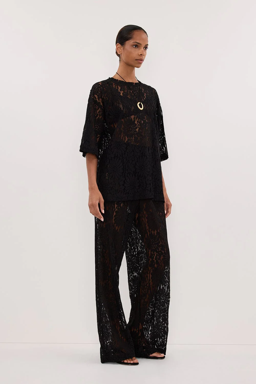 WILMA BLACK LACE TEE - Image 4