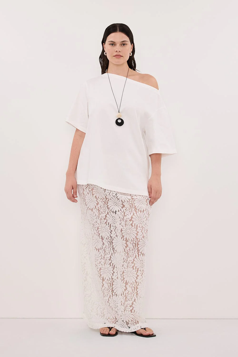 WILMA WHITE LACE MIDI SKIRT - Image 7
