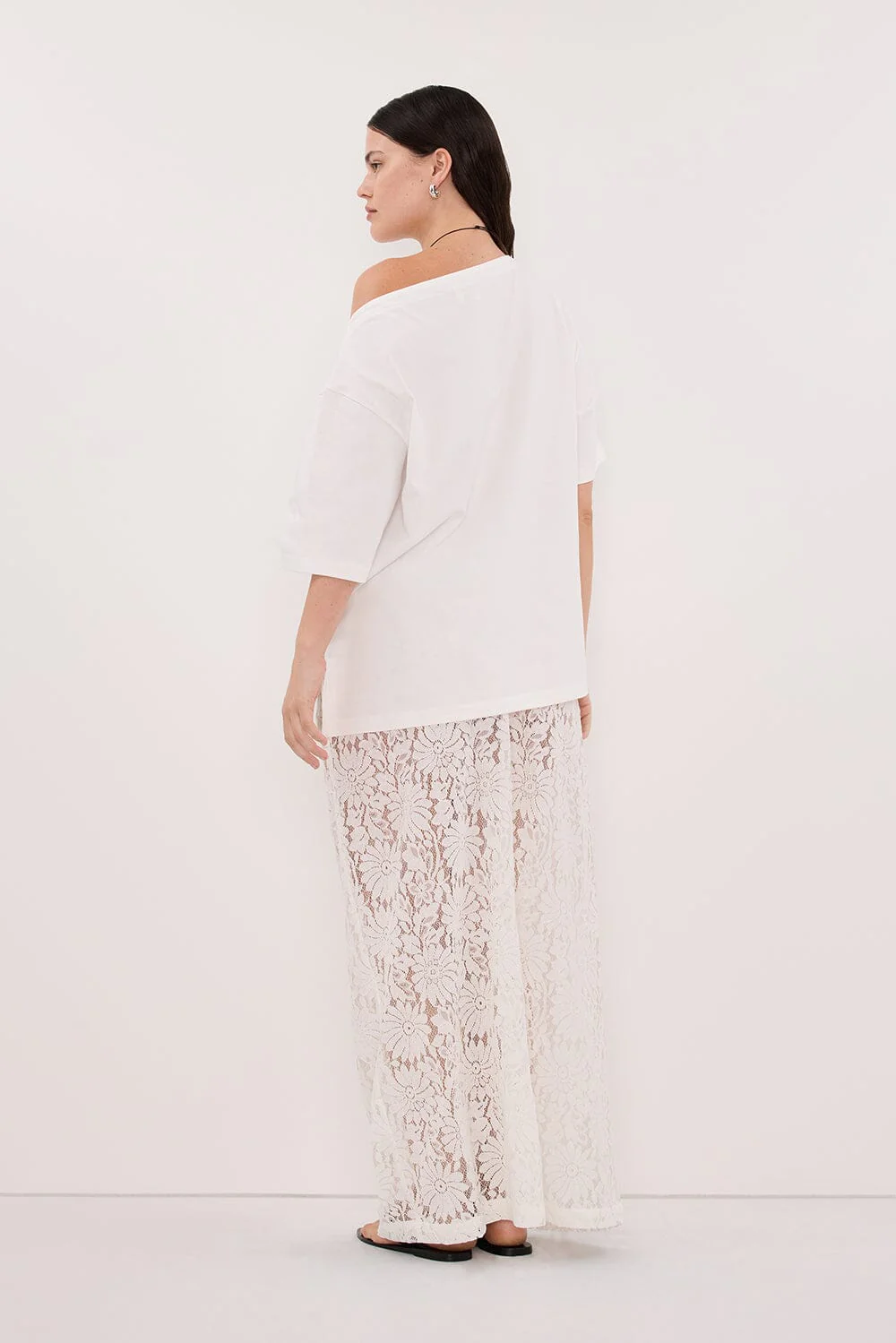WILMA WHITE LACE MIDI SKIRT - Image 8