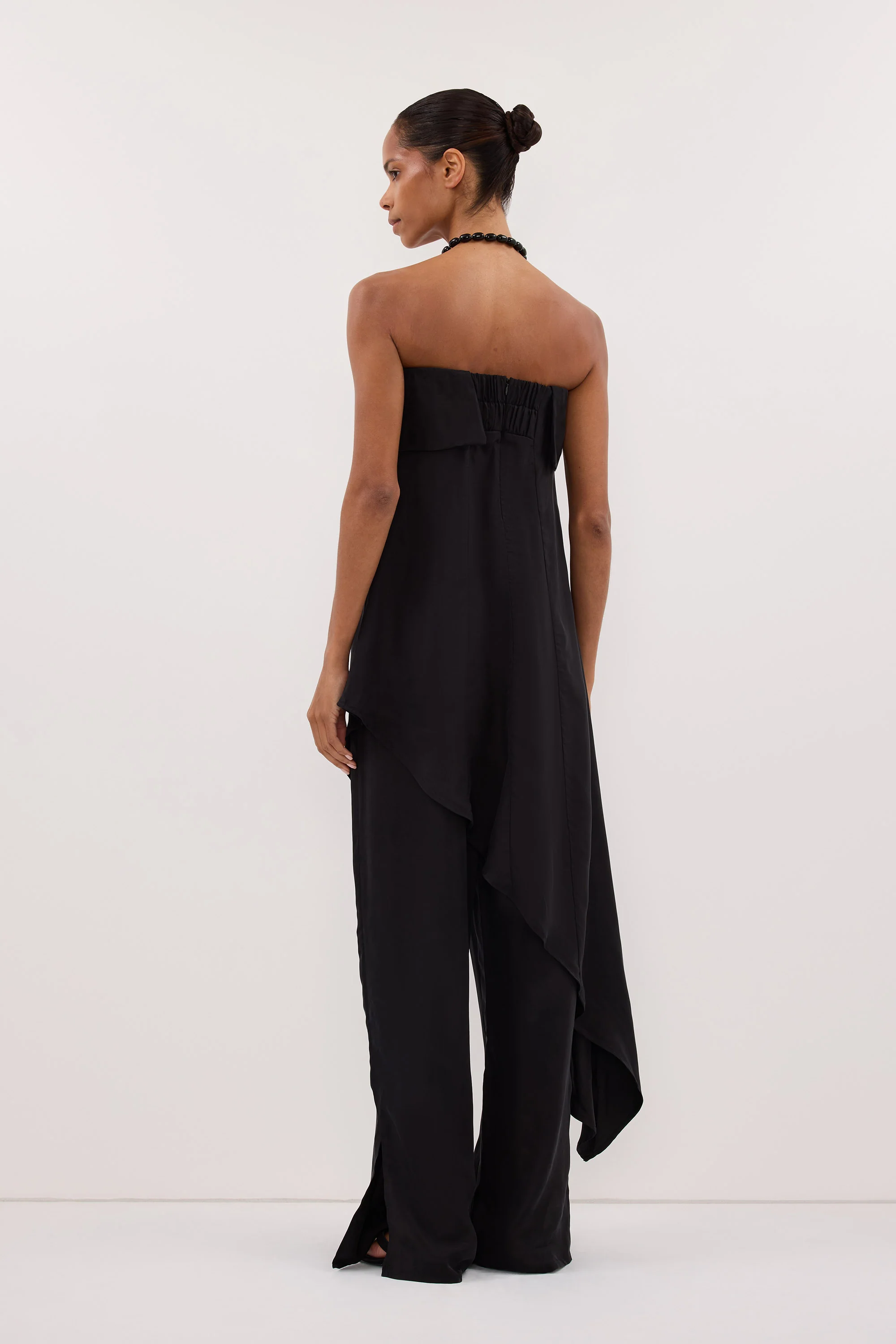 XENA BLACK CUPRO SIDE SPLIT PANT - Image 4