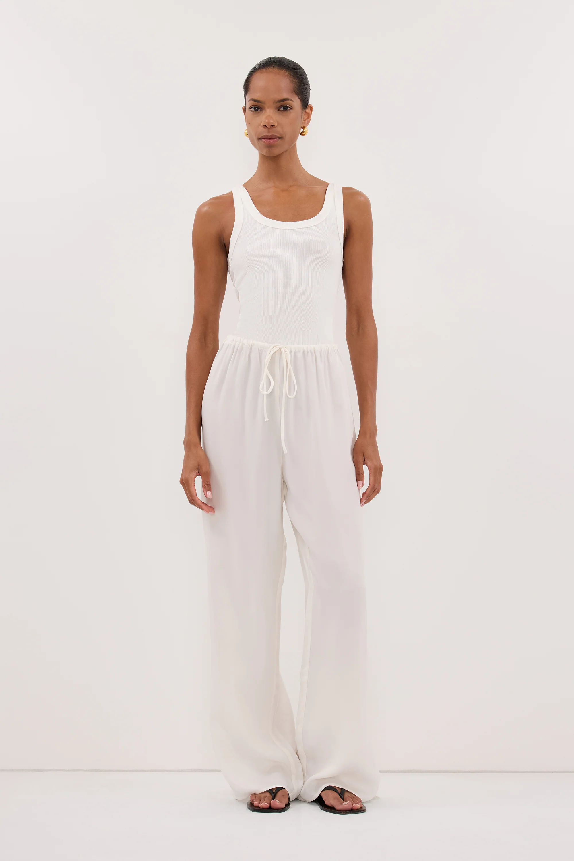 XENA WHITE CUPRO SIDE SPLIT PANT - Image 6