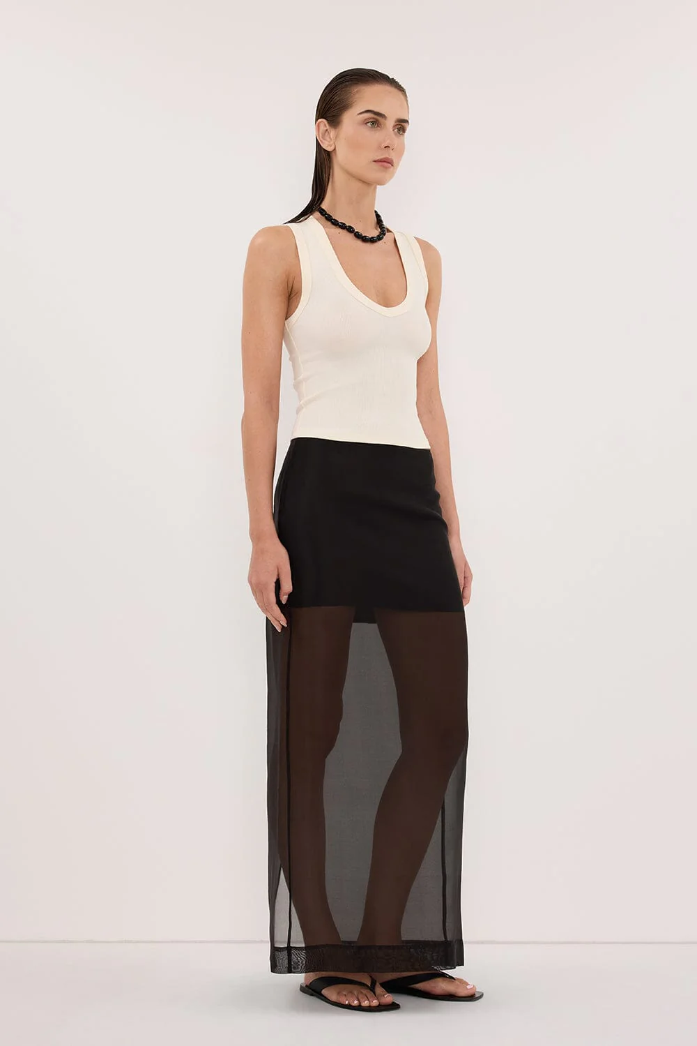 YASMIN STRAW SLEEVELESS KNIT TANK TOP - Image 3