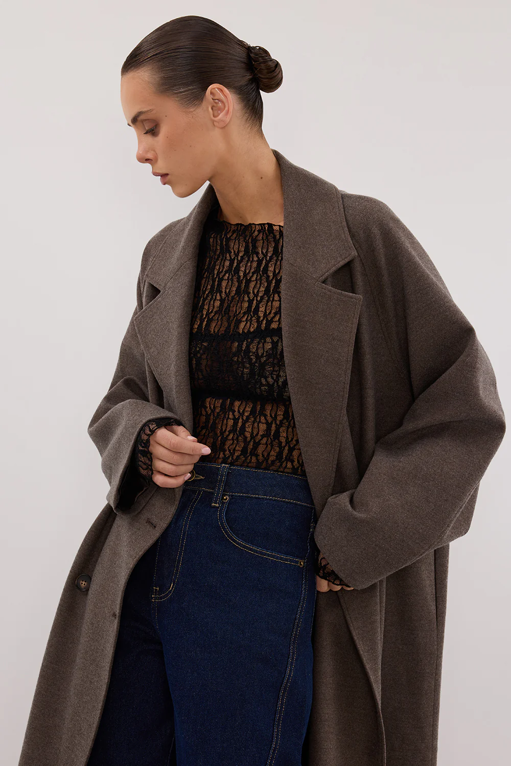 YORK COFFEE OVERSIZED WOOL BLEND COAT - Image 6
