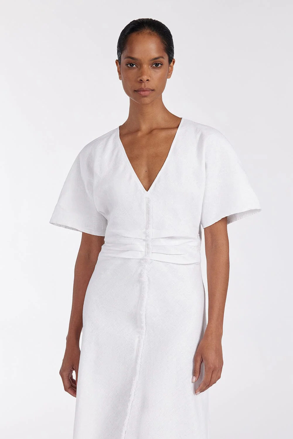 ZAHARA WHITE FRINGED MIDI DRESS - Image 2